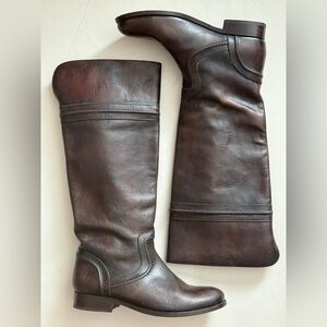 Frye Melissa Trapunto Tall slip on knee high riding boots dark brown women’s 9